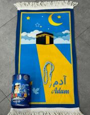 mavi isme özel çocuk seccade seti büyük boy uzay yolu