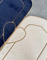 lacivert - bej süngerli kalpli çift seccadesi çantalı tavşan tüyü dokulu 2