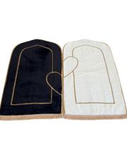 siyah beyaz süngerli kalpli çift seccadesi çantalı tavşan tüyü dokulu 4