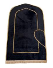 siyah beyaz süngerli kalpli çift seccadesi çantalı tavşan tüyü dokulu 6