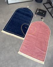 lacivert-pudra isme özel kalpli seccade seti üçgen biyeli 4