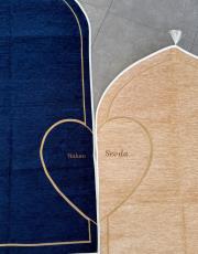 lacivert - bej isme özel kalpli seccade seti üçgen biyeli 2