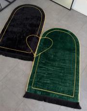 yeşil siyah  kalpli çift seccadesi çantalı  süngerli