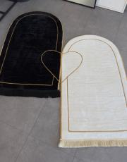 siyah beyaz kalpli çift seccadesi çantalı  süngerli