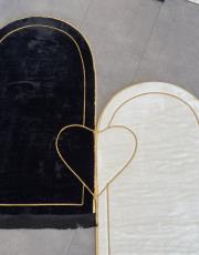 siyah beyaz kalpli çift seccadesi çantalı  süngerli 3