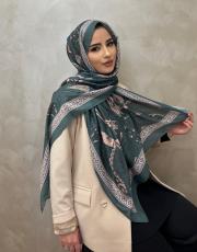 krem yeşil sharm vual desenli şal