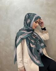 krem yeşil sharm vual desenli şal 2