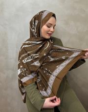 yağ yeşili sharm vual desenli şal