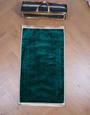 yeşil ortopedik seccade peluş kumaşlı