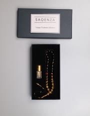 sarı siyah sıkma kehribar 33 lü tesbih ve esans seti