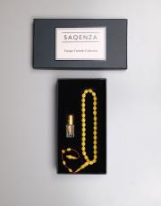 sarı sıkma kehribar 33 lü tesbih ve esans seti