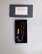 karışık  - damla desen 8 mm akik taşı  33 lü tesbih ve esans seti