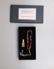 karışık  - ay yıldız 8 mm akik taşı  33 lü tesbih ve esans seti