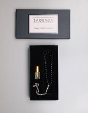 siyah - damla desen 8 mm akik taşı  33 lü tesbih ve esans seti