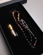 sarı siyah - ay yıldız 7.5 mm  sıkma kehribar 33 lü tesbih ve esans seti ( beyzi ) 3