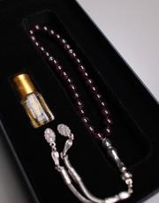 lal taşı - damla desen 8 mm lal taşı 33 lü tesbih ve esans seti 2