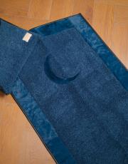 petrol mavisi hilal desenli kabarık peluş seccade 3