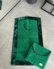 yeşil hilal desenli kabarık peluş seccade 3