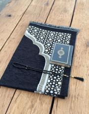 siyah şönil seccade seti  yaldız 2029 5