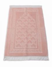 pudra deri astarlı baskılı peluş lüks seccade