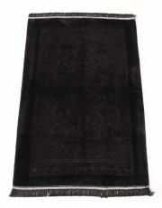 siyah deri astarlı baskılı peluş lüks seccade