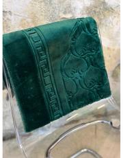 yeşil deri astarlı baskılı peluş lüks seccade 2