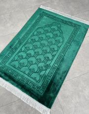 yeşil deri astarlı baskılı peluş lüks seccade 8