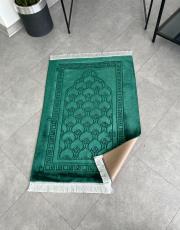 yeşil deri astarlı baskılı peluş lüks seccade 9