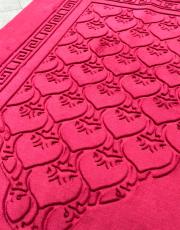 bordo deri astarlı baskılı peluş lüks seccade 3