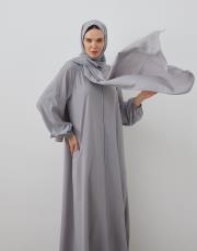 gri şallı namaz elbisesi 3