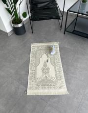 gri nakış işlemeli silindir keseli seccade 4