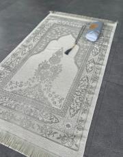 gri nakış işlemeli silindir keseli seccade 5