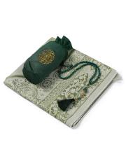 yeşil nakış işlemeli silindir keseli seccade