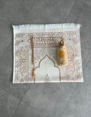 gold nakış işlemeli silindir keseli seccade 5