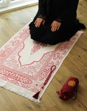 bordo nakış işlemeli silindir keseli seccade 4