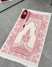 bordo nakış işlemeli silindir keseli seccade 5