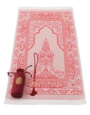 bordo nakış işlemeli silindir keseli seccade 9