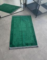 yeşil deri astarlı peluş lüks seccade 2 2