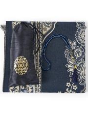 lacivert baskılı silindir çantalı  seccade