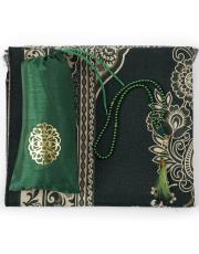 yeşil baskılı silindir çantalı  seccade