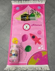 pembe isme özel çocuk seccade seti büyük boy rocket dizayn