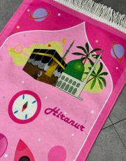 pembe isme özel çocuk seccade seti büyük boy rocket dizayn 2