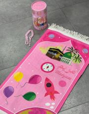 pembe isme özel çocuk seccade seti büyük boy rocket dizayn 3