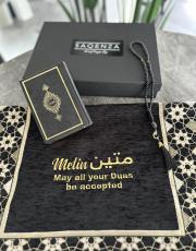 siyah isme özel şönil  seccade seti  yaldız 2025 3